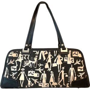 Sydney Love Black & White Leather Shoulder Bag Inner Pocket Medium Size